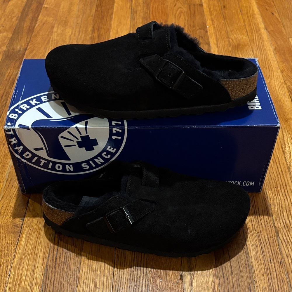 Birkenstock Boston Shearling Black  Narrow Womens US 5 new